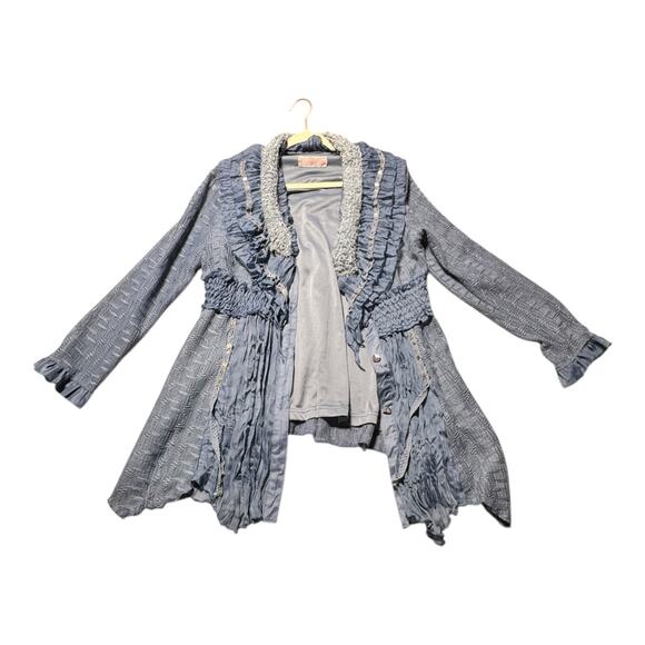 Pretty Angel knit cardigan jacket ruffles sequins women’s small ? Fairy - Picture 1 of 12